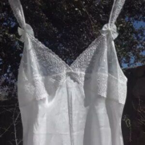 100% pure Silk, Lase nightgown, Wedding, Strappy MIDI Ivory, Cream. NEW size L